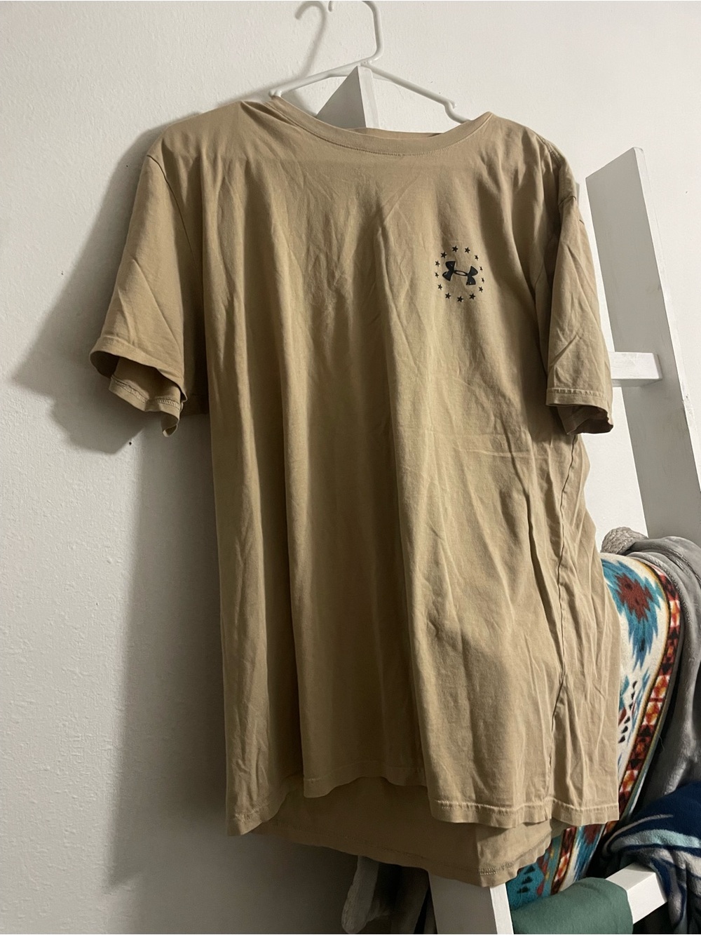 Under Armour Men's Short Sleeve Tee in Tan with Black Logo